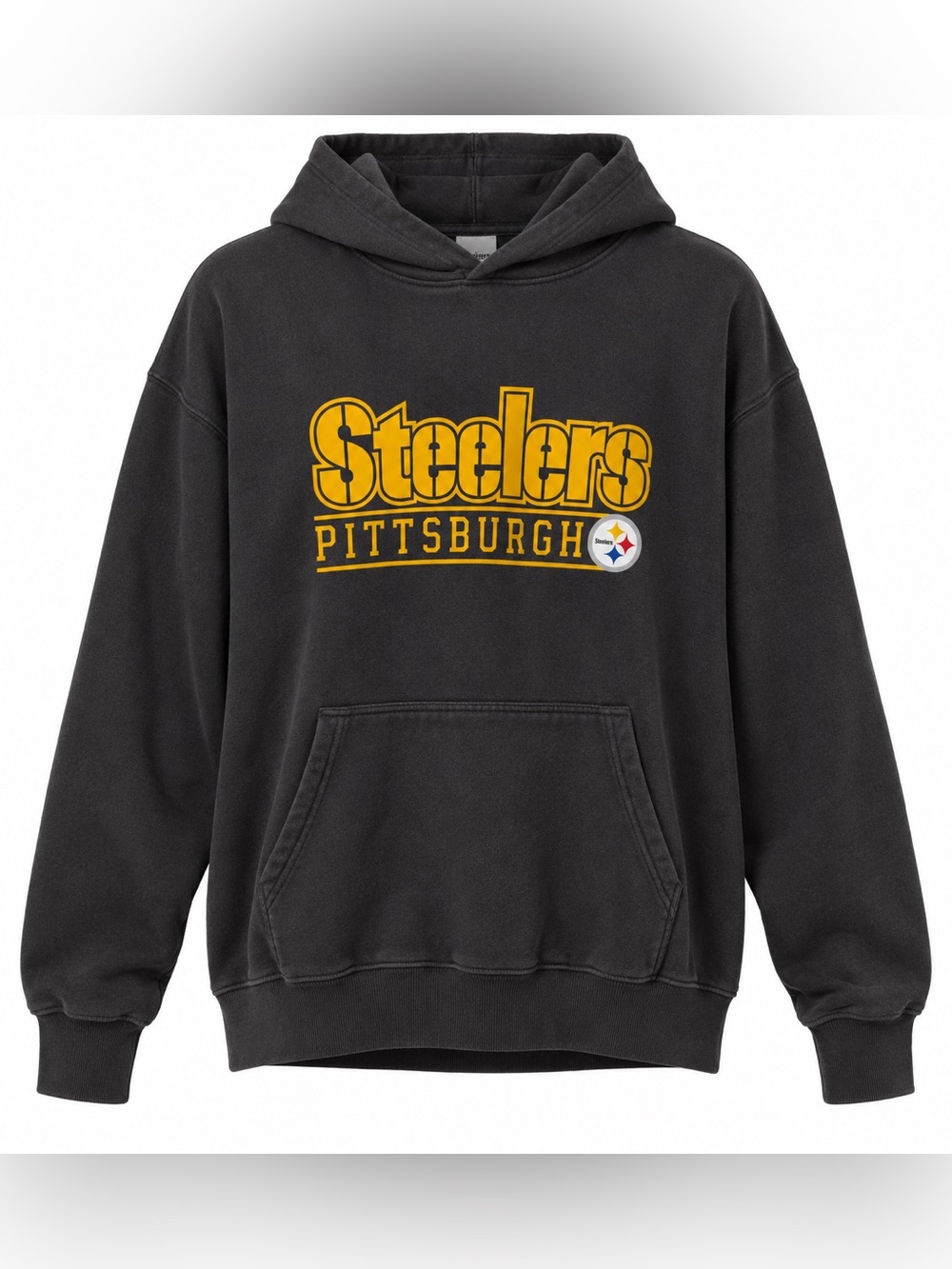 Vintage STEELERS Black Hoodie Sweatshirt Oversized Cozy medium men's Pittsburgh